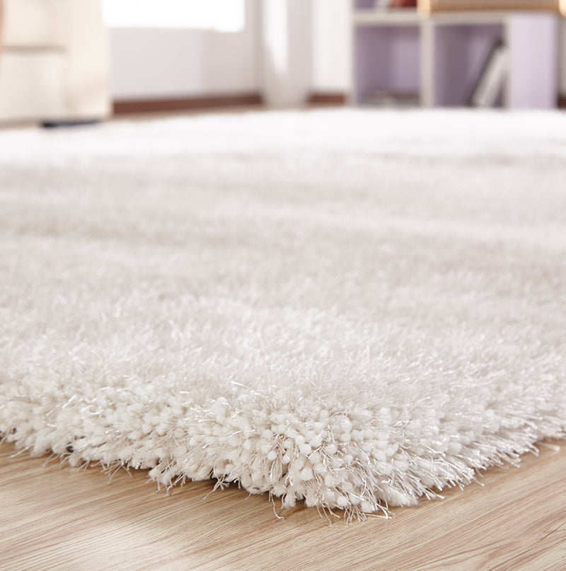 Chubby Shaggy Hand Tufted Area Rug Size 8' x 11'-White