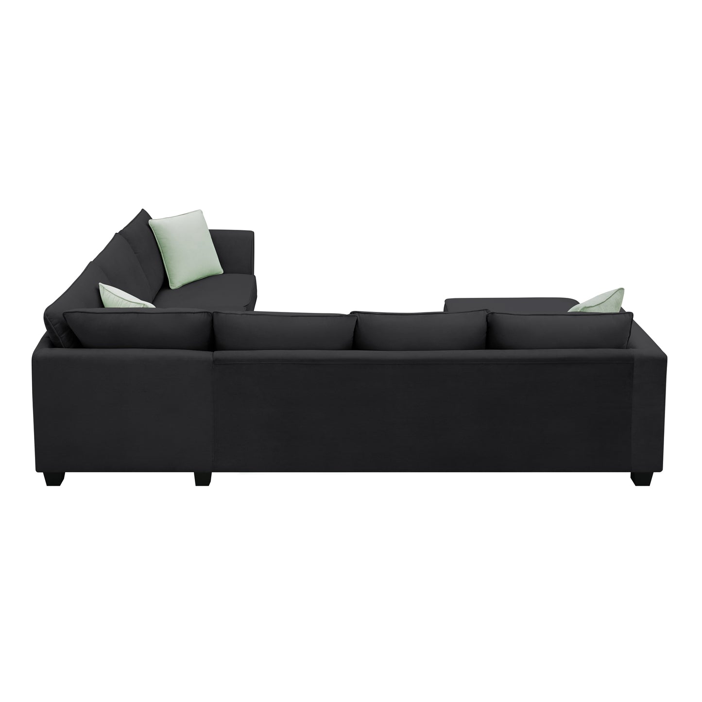 Sectional Sofa - Couch - Living Room Sets, 7 Seats Modular Sectional Sofa with Ottoman, L Shape Fabric Sofa Corner Couch Set with 3 Pillows, Black [VIDEO provided] 112"L X 87"W