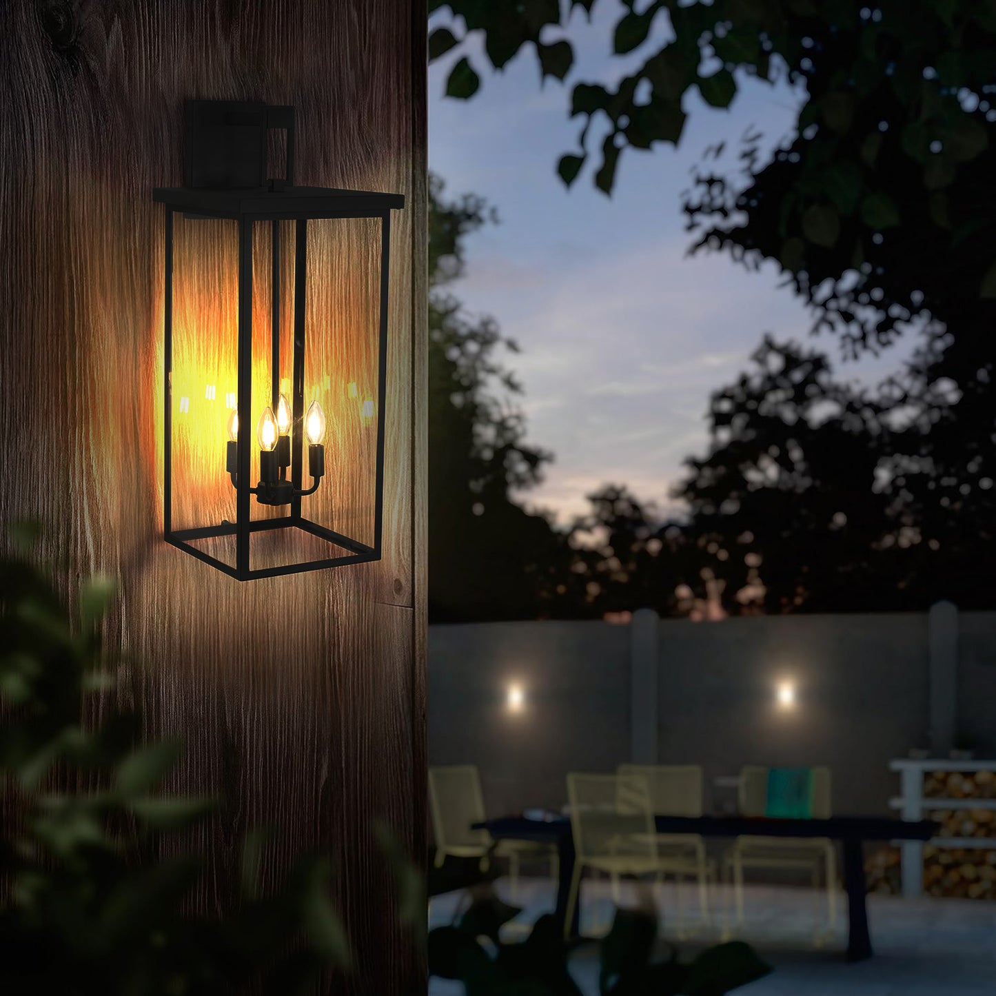 4-Light Black Outdoor Wall Light