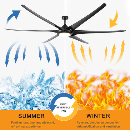 100" Indoor/Outdoor Ceiling Fan With Lights and Remote - Reversible 6 Speed DC Motor - Black