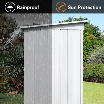 Outdoor storage sheds - 5ftx3ft Metal Shed, Anti-Corrosion Storage House with Single Lockable Door, Tool Storage - White