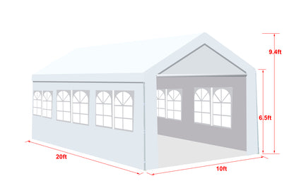 10'x20' Heavy Duty Carport, Canopy Garage, Car Shelter with 10 windows