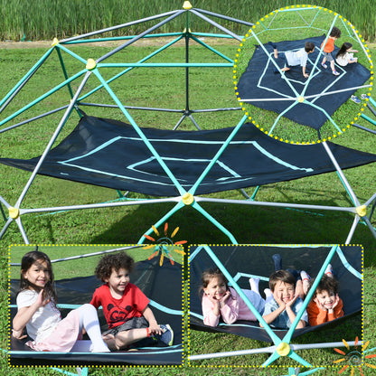 13ft Geometric Dome Climber Play Center, Kids Climbing Dome Tower with Hammock, Rust & UV Resistant Steel Supporting 1000 LBS