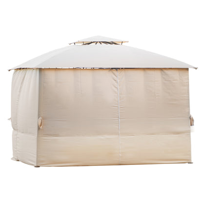 Canopy - U_STYLE Quality Double Tiered Grill Canopy, Outdoor BBQ Gazebo Tent with UV Protection, Beige - [VIDEO provided]