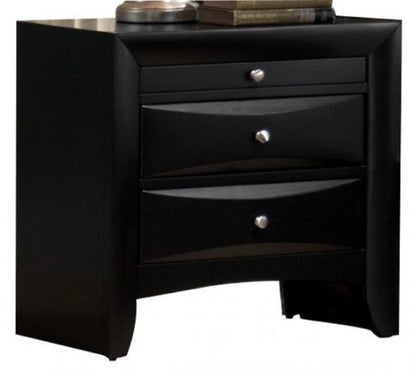 1 Pc Contemporary 2 Drawer Nightstand End Table Jewelry Tray Black Finish Solid Wood Wooden Bedroom Furniture