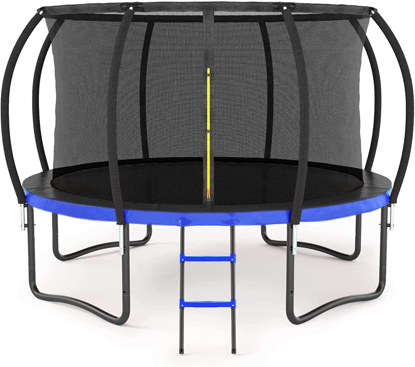 12FT Outdoor Big Trampoline With Inner Safety Enclosure Net, Ladder, PVC Spring Cover Padding, For Kids, Black&Blue Color