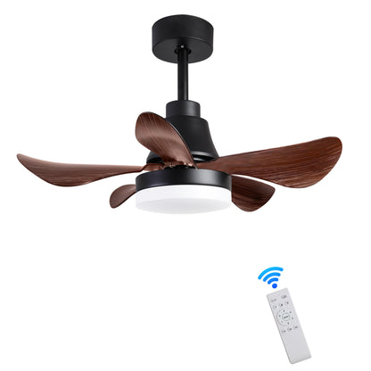 28 lnch Ceiling Fan with Lights Remote Control, Small Ceiling Fan Flush Mount, 5 Reversible Blades, Low Profile Ceiling Fan Light with 6 Speeds 3 Colors for Bedroom Kitchen