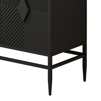 31.50" Modern 2 Door Wooden Storage Cabinet Accent Cabinet with Metal Leg Featuring Two-tier Storage, for Living Room, Entryway and Dining Room, Painted in Black