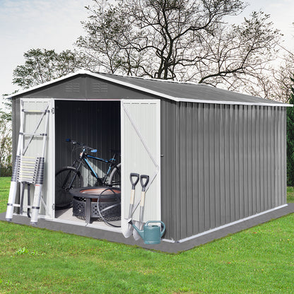 Metal garden sheds 10ftx8ft outdoor storage sheds Grey