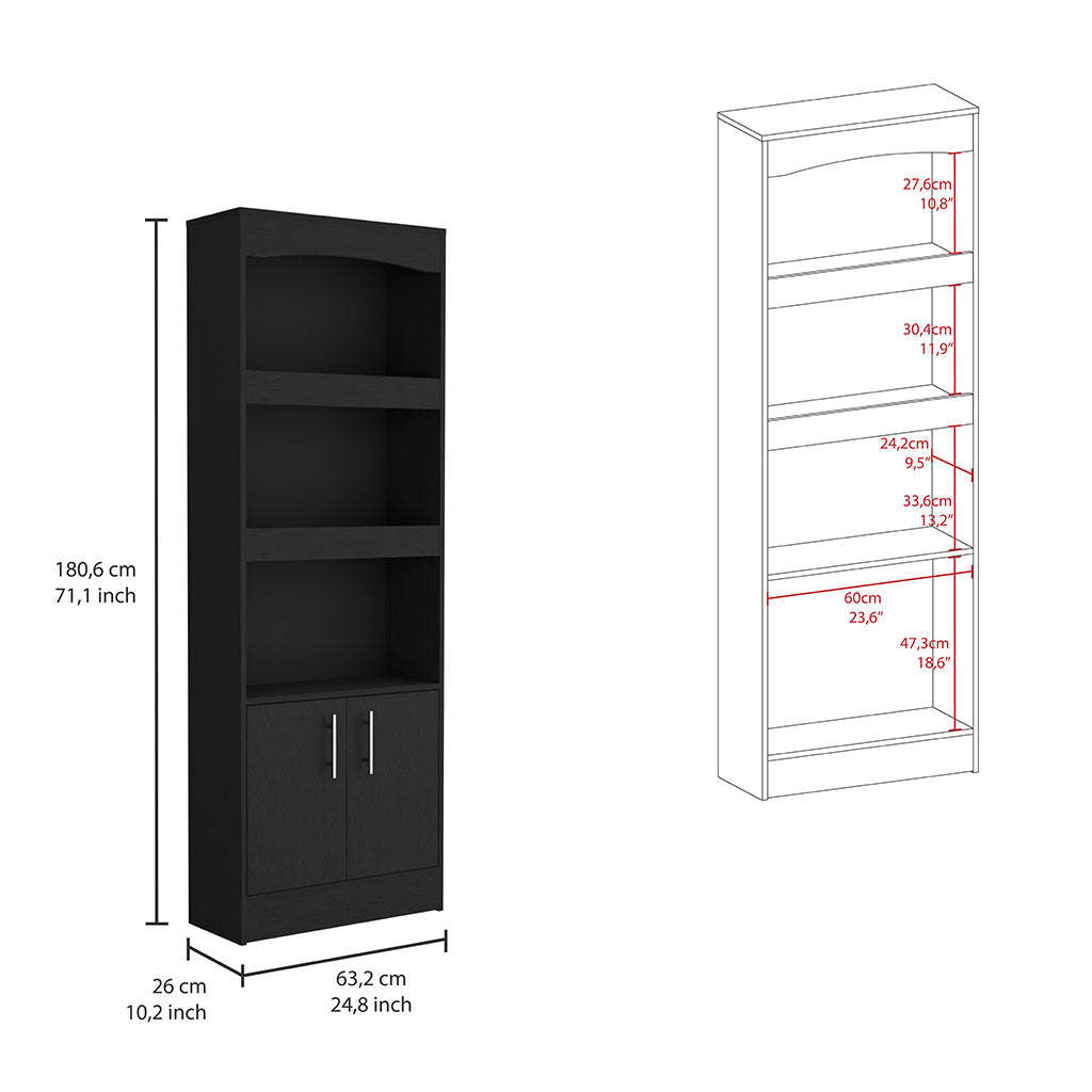 2 Piece Office Set, Dozza Bookcase + Aramis Desk, Black