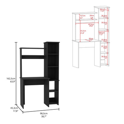 2 Piece Office Set, Dozza Bookcase + Aramis Desk, Black