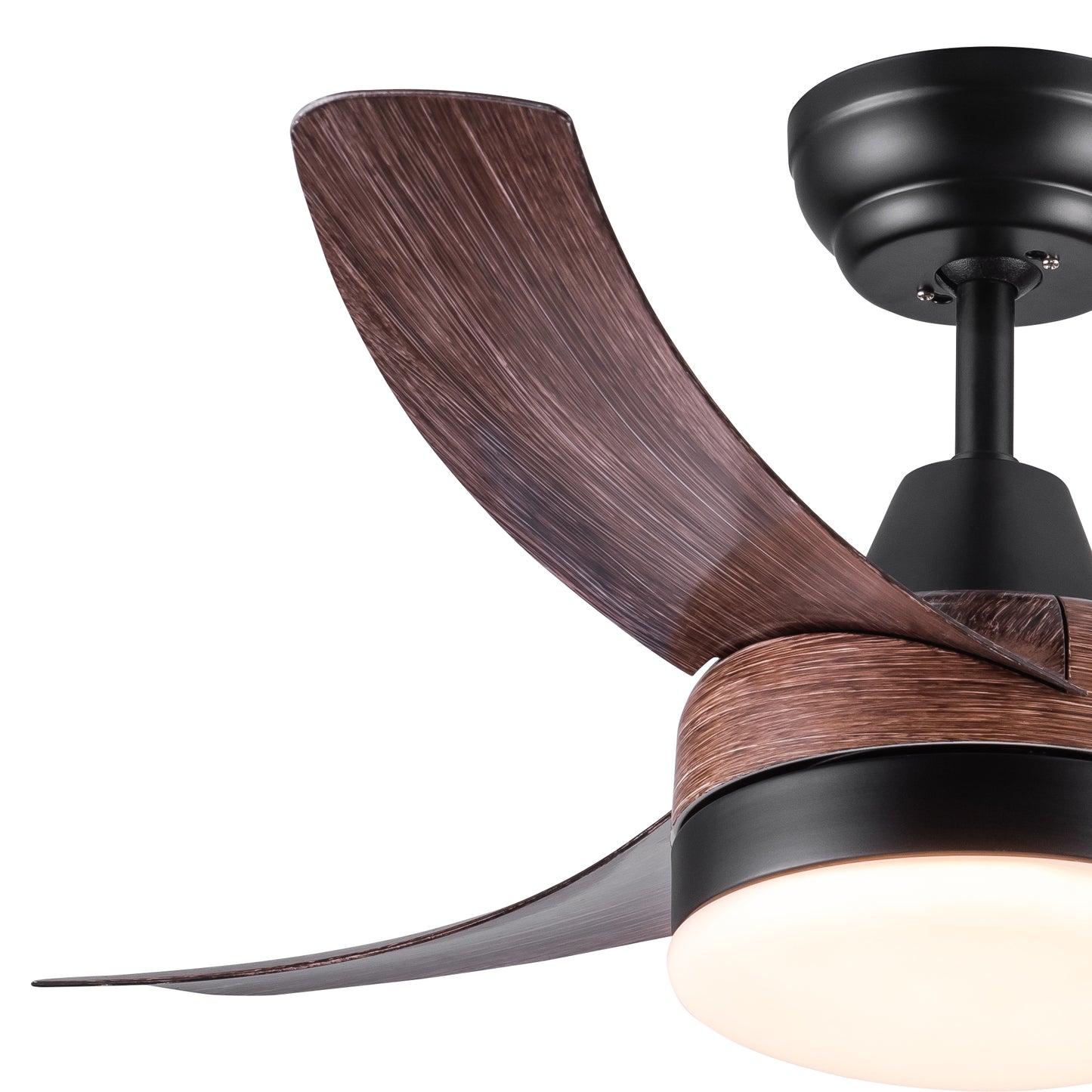 42 In Intergrated LED Ceiling Fan Lighting with Brown Wood Grain ABS Blade