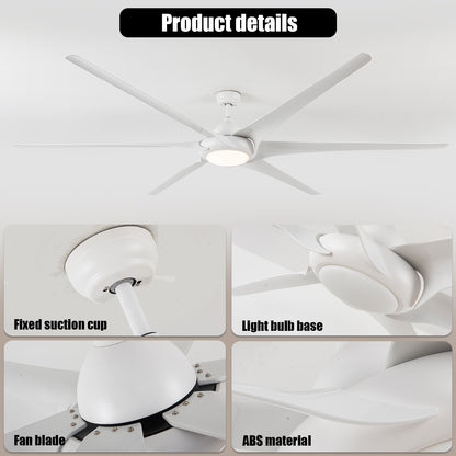 100" Indoor/Outdoor Ceiling Fan With Lights and Remote - Reversible 6 Speed DC Motor - White