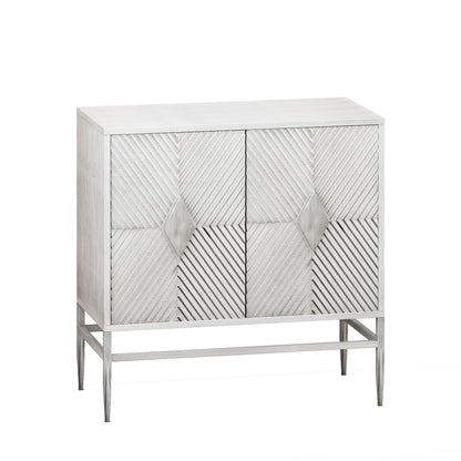 31.50" Modern 2 Door Wooden Storage Cabinet Accent Cabinet with Metal Leg Featuring Two-tier Storage, for Living Room, Entryway and Dining Room, White Washed