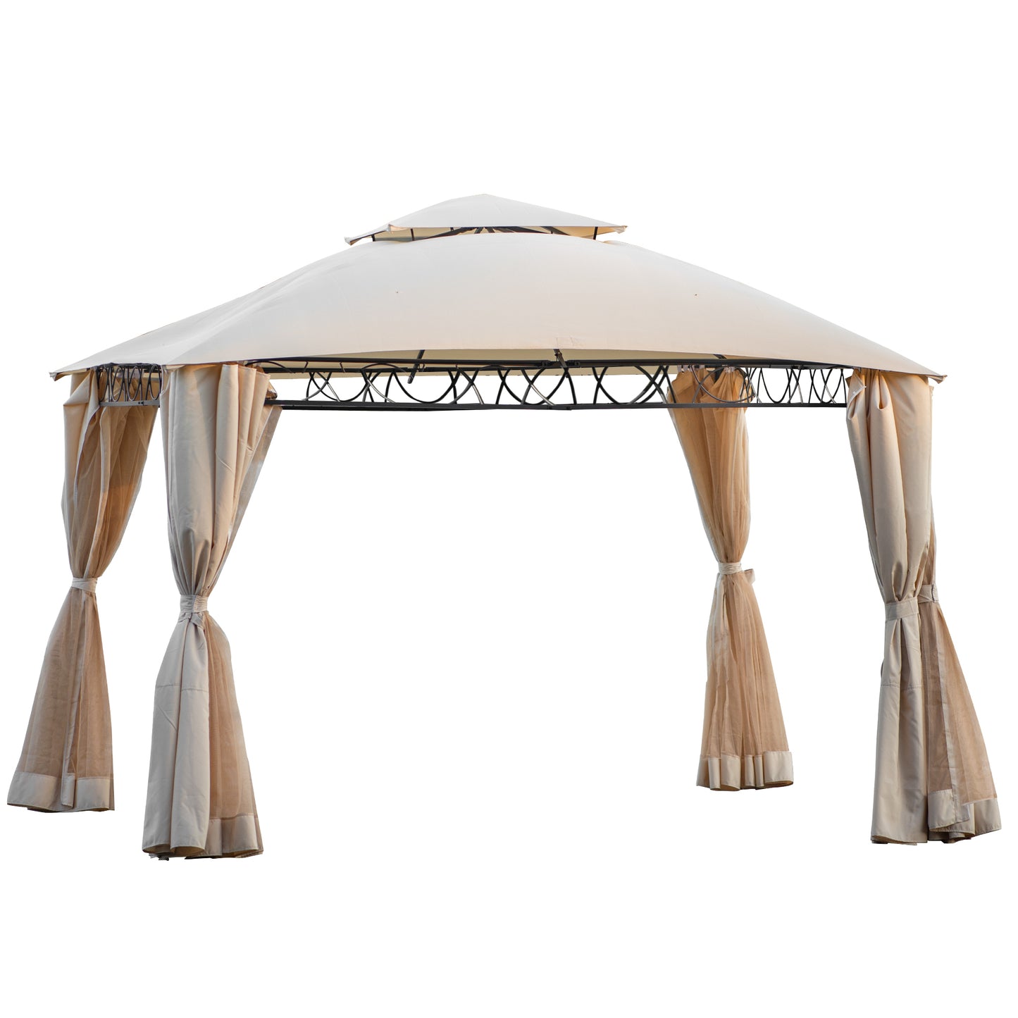 Canopy - U_STYLE Quality Double Tiered Grill Canopy, Outdoor BBQ Gazebo Tent with UV Protection, Beige - [VIDEO provided]