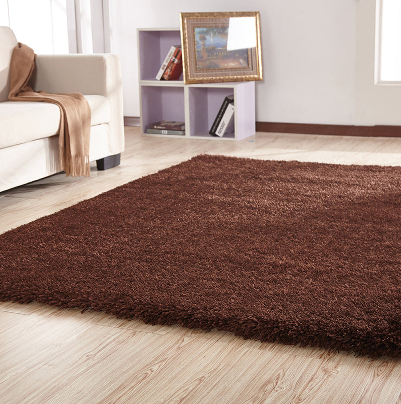 Chubby Shaggy Hand Tufted Area Rug Size 8' x 11' - Brown