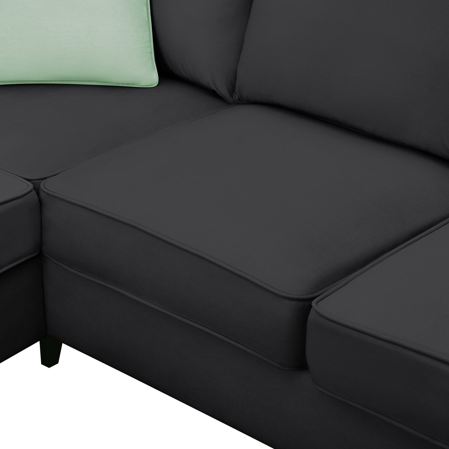 Sectional Sofa - Couch - Living Room Sets, 7 Seats Modular Sectional Sofa with Ottoman, L Shape Fabric Sofa Corner Couch Set with 3 Pillows, Black [VIDEO provided] 112"L X 87"W