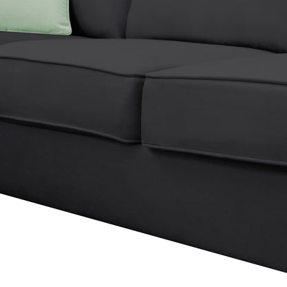 Sectional Sofa - Couch - Living Room Sets, 7 Seats Modular Sectional Sofa with Ottoman, L Shape Fabric Sofa Corner Couch Set with 3 Pillows, Black [VIDEO provided] 112"L X 87"W