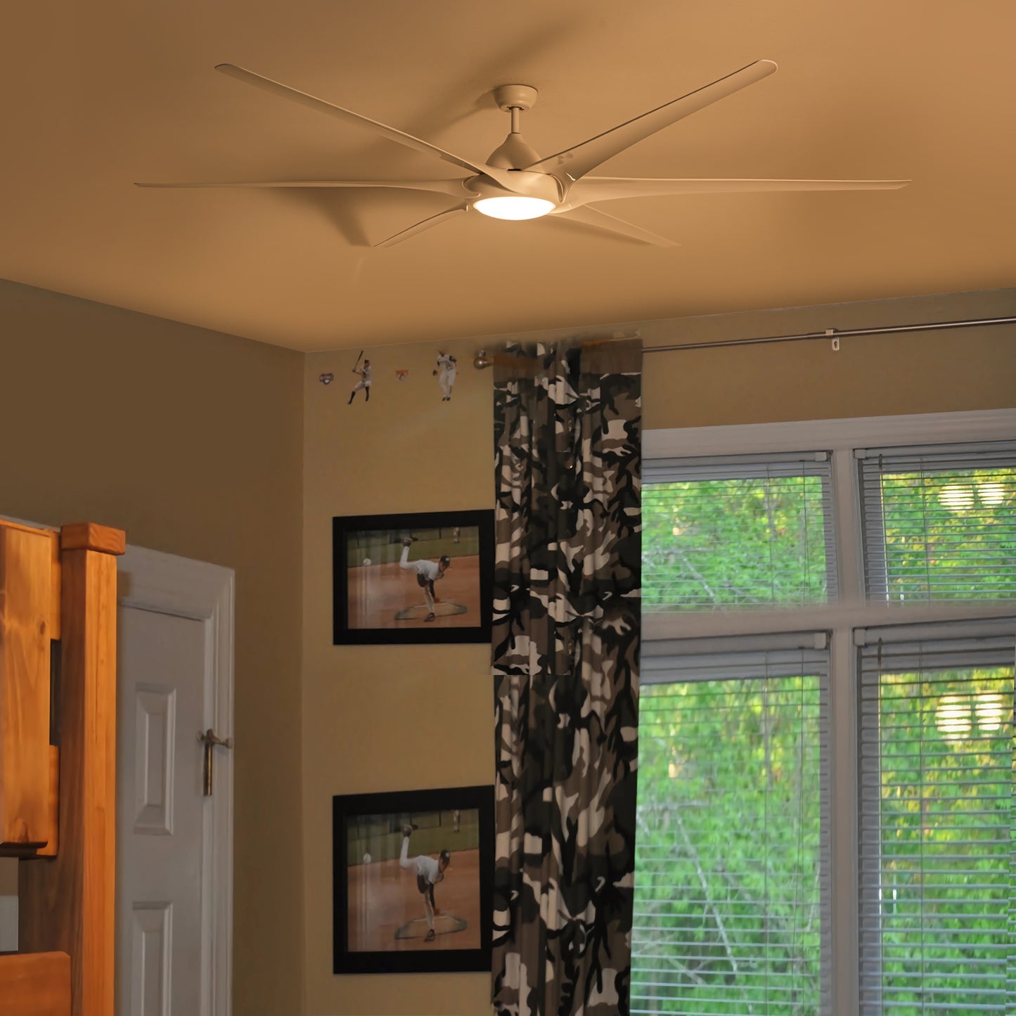 100" Indoor/Outdoor Ceiling Fan With Lights and Remote - Reversible 6 Speed DC Motor - White