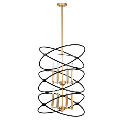 Transitional Gold/Matte Black Metal Chandelier indoor or outdoor Fixture, 8 lights, 2-Tier-Candle Ceiling Light for Living Room, Bedroom, Dining Room, Dimmable, E12, W23.6*H55