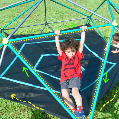 13ft Geometric Dome Climber Play Center, Kids Climbing Dome Tower with Hammock, Rust & UV Resistant Steel Supporting 1000 LBS