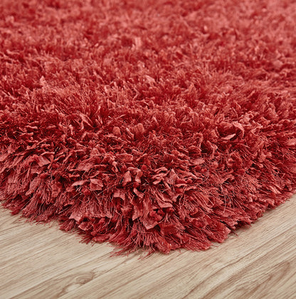 Coral Hand Tufted Shag Area Rug Size 8' x 11' - Peach