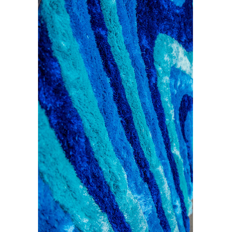 3D Shaggy Hand Tufted Area Rug-Blue