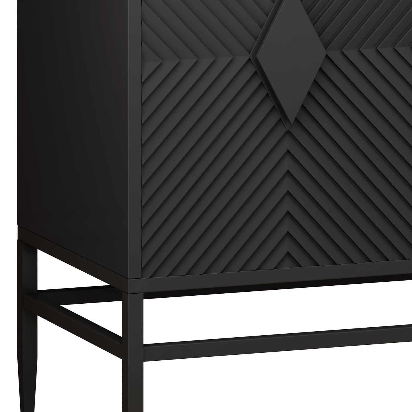 31.50" Modern 2 Door Wooden Storage Cabinet Accent Cabinet with Metal Leg Featuring Two-tier Storage, for Living Room, Entryway and Dining Room, Painted in Black