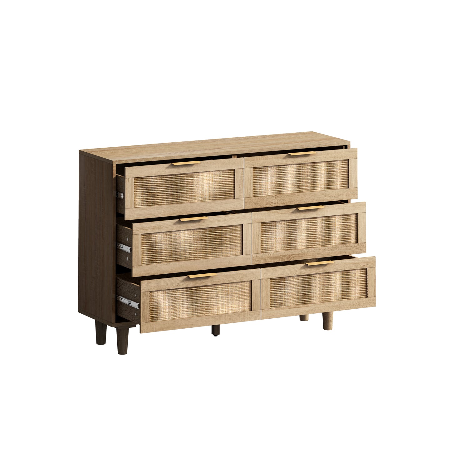 43.31"6-Drawers Rattan Storage Cabinet Rattan Drawer,for Bedroom,Living Room,Natural