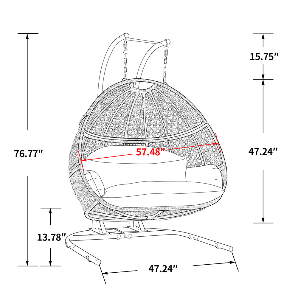 2 Person swing chair-hanging chair for Outdoor Patio