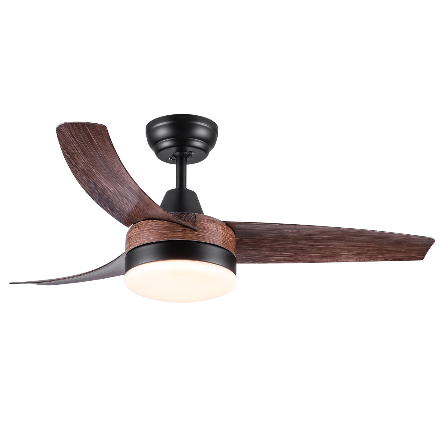 42 In Intergrated LED Ceiling Fan Lighting with Brown Wood Grain ABS Blade