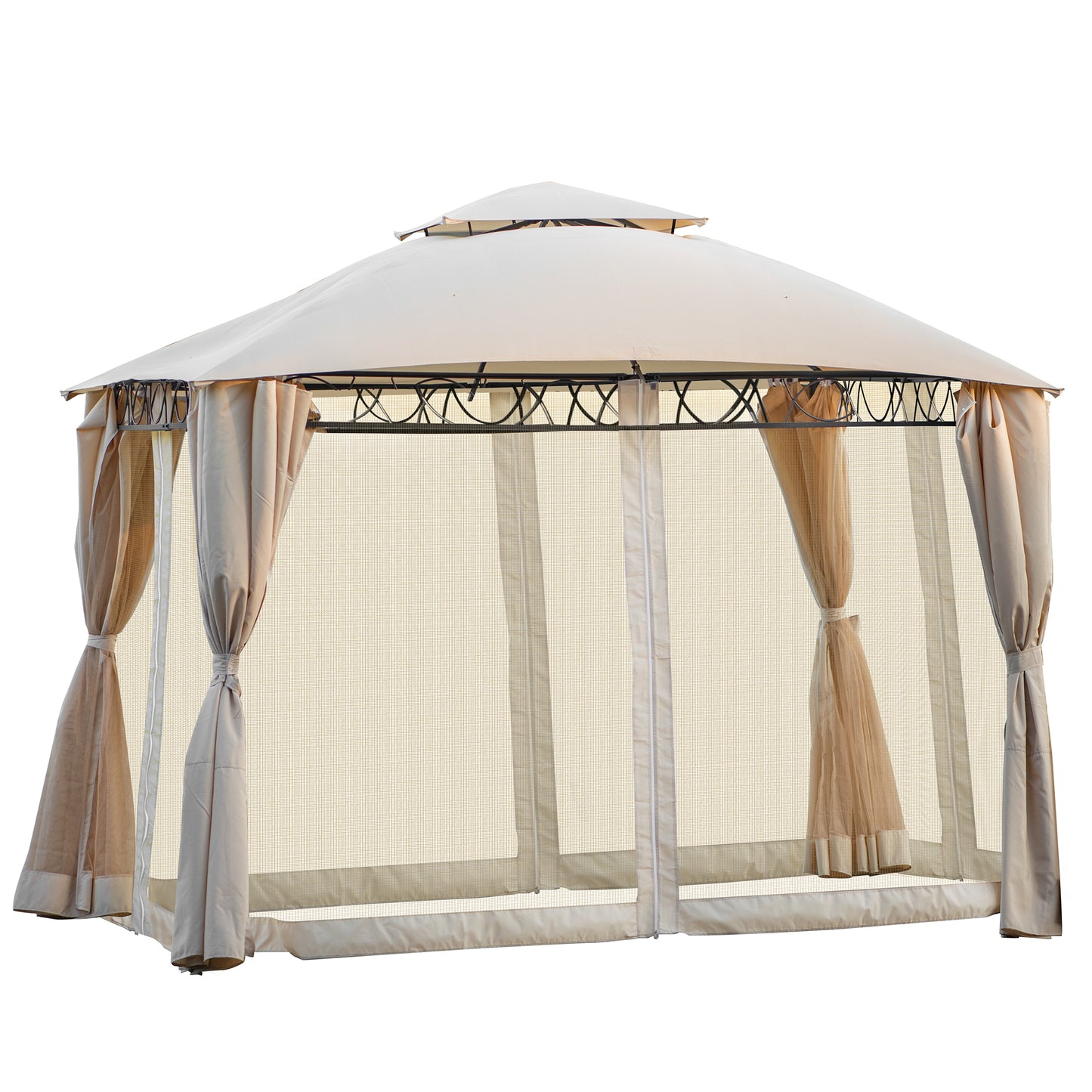 Canopy - U_STYLE Quality Double Tiered Grill Canopy, Outdoor BBQ Gazebo Tent with UV Protection, Beige - [VIDEO provided]