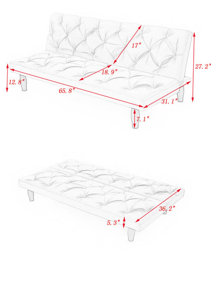 Sleeper Sofa converts into sofa bed 66" green velvet sofa bed suitable for family living room, apartment, bedroom