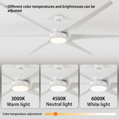 100" Indoor/Outdoor Ceiling Fan With Lights and Remote - Reversible 6 Speed DC Motor - White