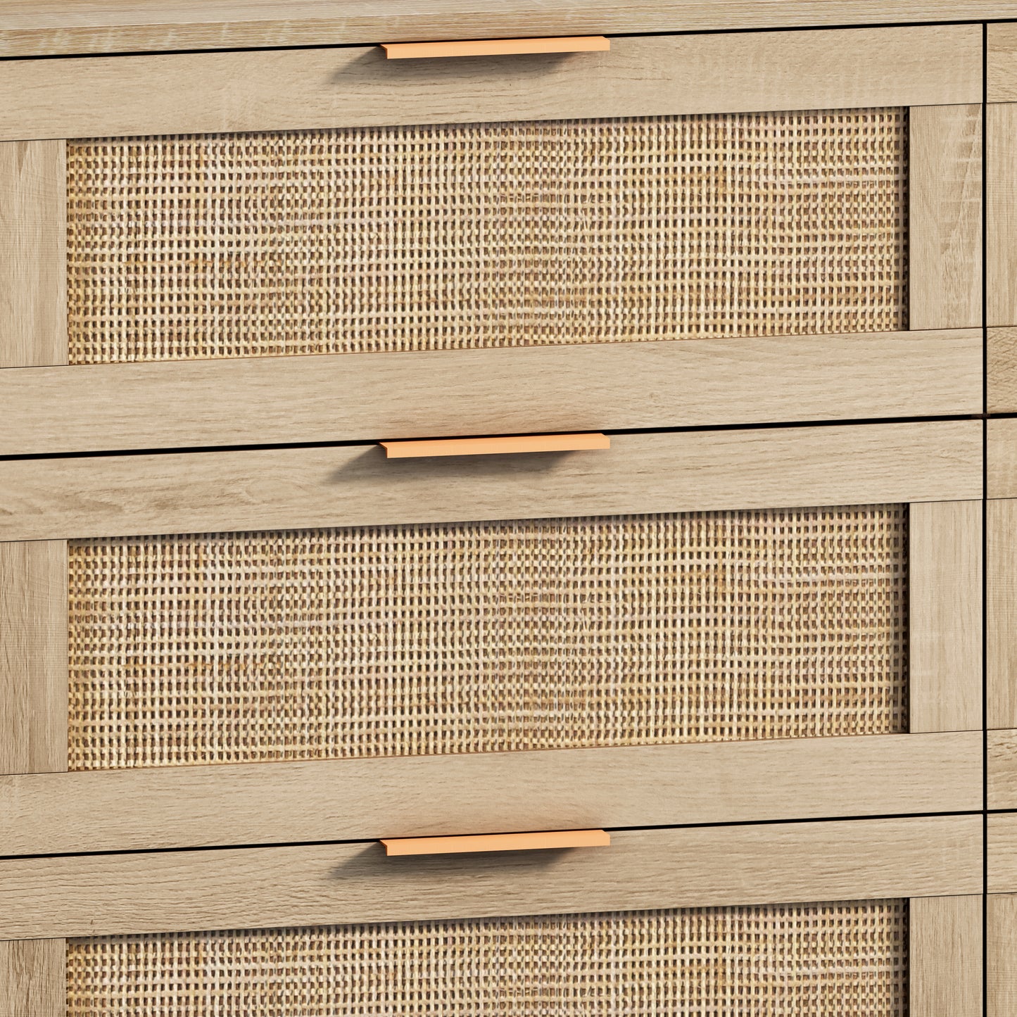 43.31"6-Drawers Rattan Storage Cabinet Rattan Drawer,for Bedroom,Living Room,Natural