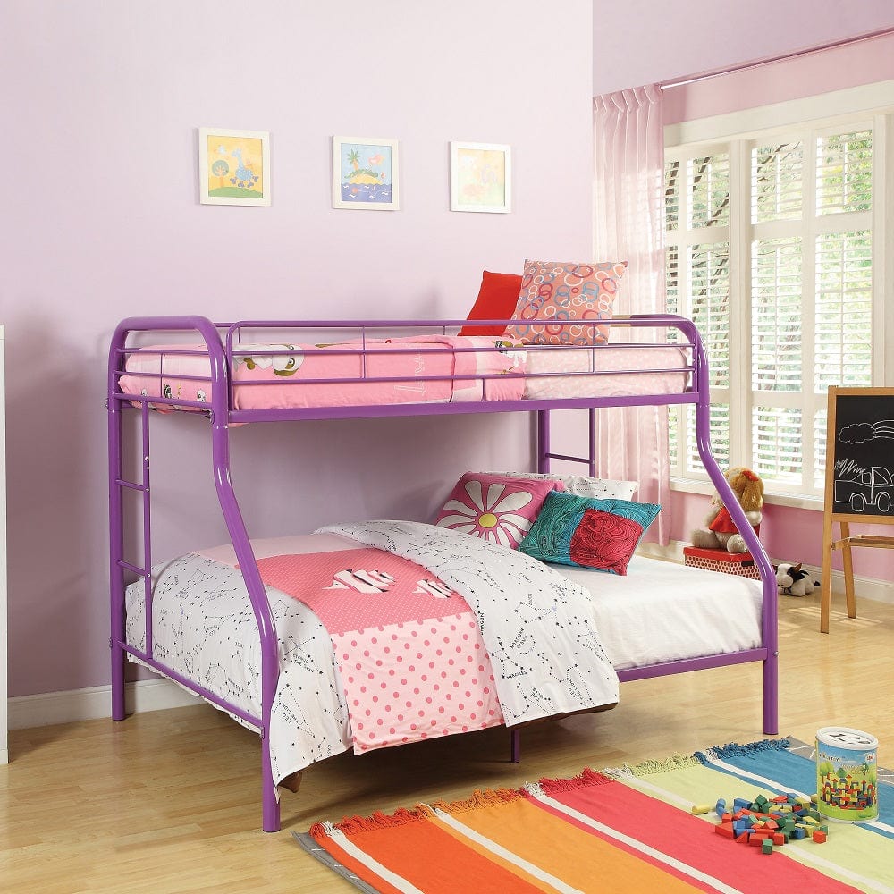 Acme Furniture Bunk Beds Pink Tritan Twin/Full Bunk Bed-Metal Bunk Bed