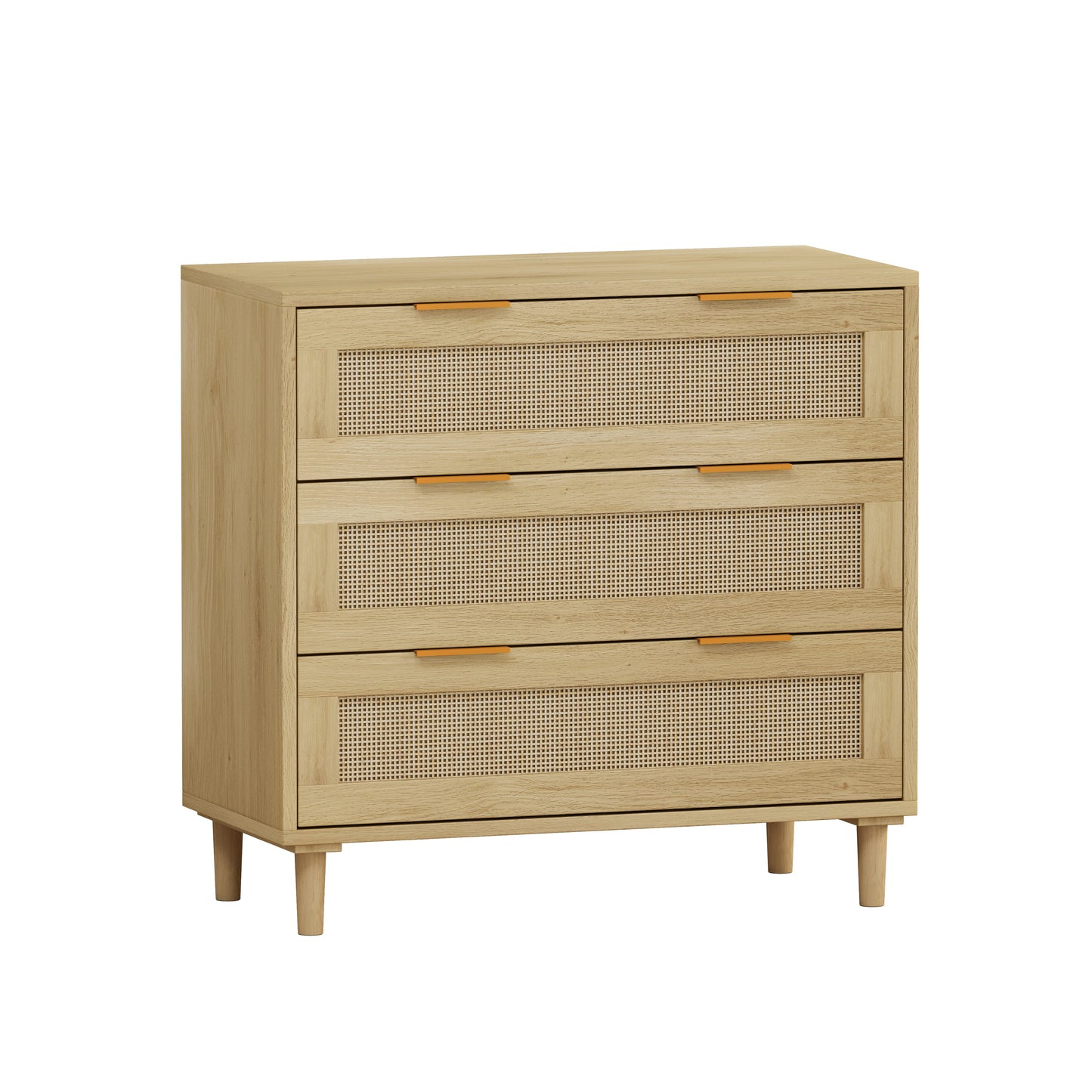 31.50"3-Drawers Rattan Storage Cabinet Rattan Drawer,for Bedroom,Living Room,Dining Room,Hallways,Oak