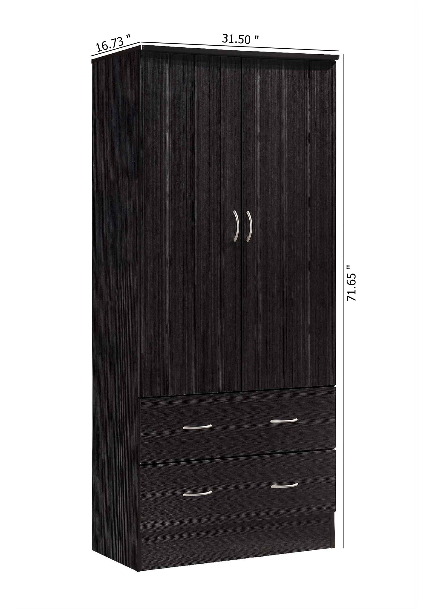 AliExpress Armoires 2/3 Door Bedroom Armoire, Wood Wardrobe with Two Drawers Storage and Hanging Rod-Home, Office