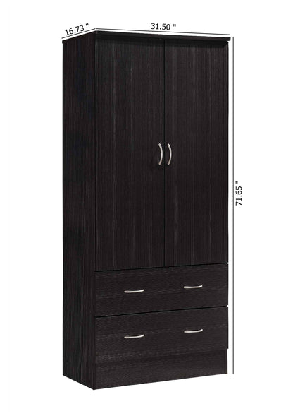 AliExpress Armoires 2/3 Door Bedroom Armoire, Wood Wardrobe with Two Drawers Storage and Hanging Rod-Home, Office