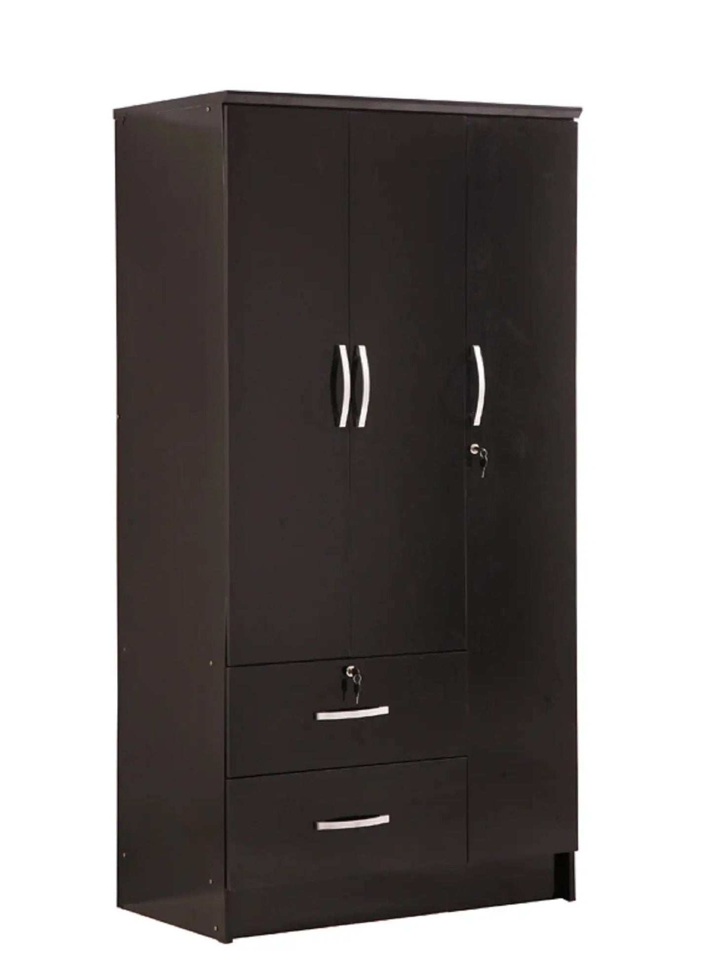 AliExpress Armoires 2/3 Door Bedroom Armoire, Wood Wardrobe with Two Drawers Storage and Hanging Rod-Home, Office