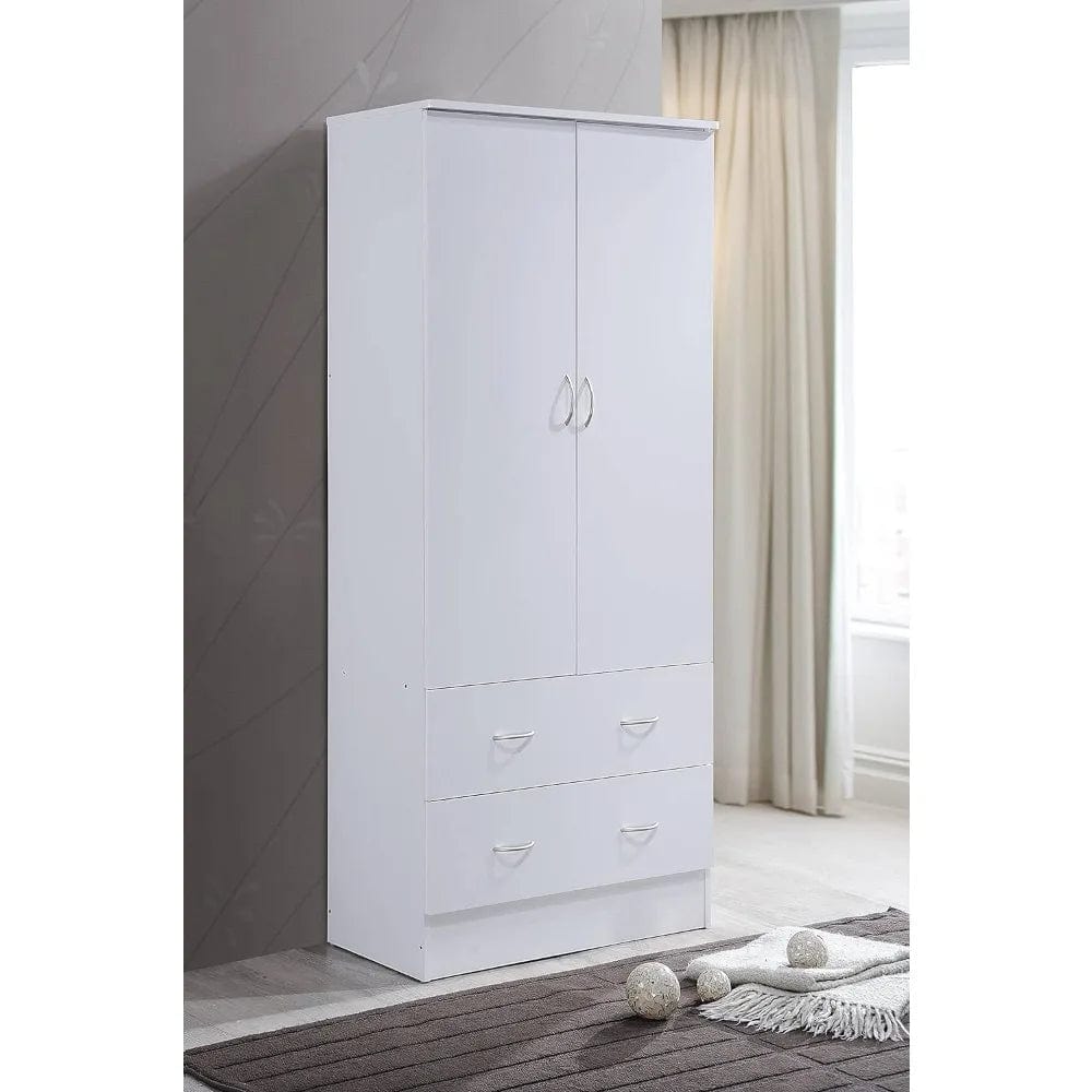 AliExpress Armoires 2/3 Door Bedroom Armoire, Wood Wardrobe with Two Drawers Storage and Hanging Rod-Home, Office