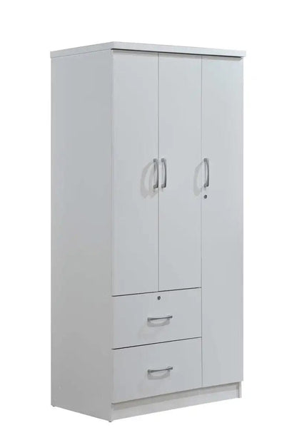 AliExpress Armoires 2/3 Door Bedroom Armoire, Wood Wardrobe with Two Drawers Storage and Hanging Rod-Home, Office