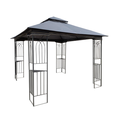 10x10 Outdoor Patio Gazebo Canopy Tent With Ventilated Double Roof And Mosquito net (Detachable Mesh Screen On All Sides) Gray Top