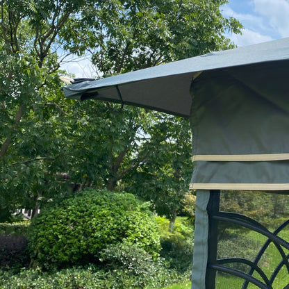 13x10 Outdoor Patio Gazebo Canopy Tent With Ventilated Double Roof And Mosquito net(Detachable Mesh Screen On All Sides),Suitable for Lawn, Garden, Backyard and Deck,Gray Top