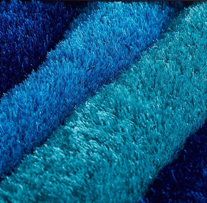 3D Shaggy Hand Tufted Area Rug-Blue