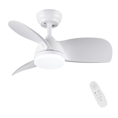 28 In Intergrated LED Ceiling Fan Lighting with White ABS Blade