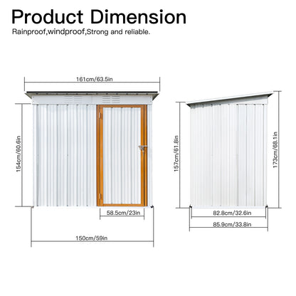 Outdoor storage sheds - 5ftx3ft Metal Shed, Anti-Corrosion Storage House with Single Lockable Door, Tool Storage - White