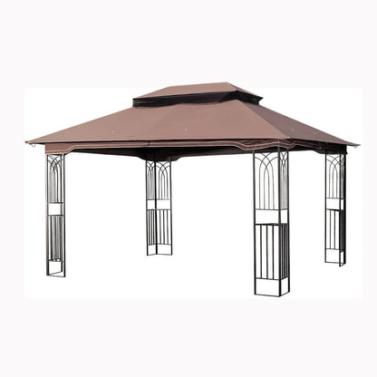 Comfort Living Spaces 13x10 Outdoor Patio Gazebo Canopy Tent With Ventilated Double Roof And Mosquito net(Detachable Mesh Screen On All Sides),Suitable for Lawn, Garden, Backyard and Deck,Brown Top