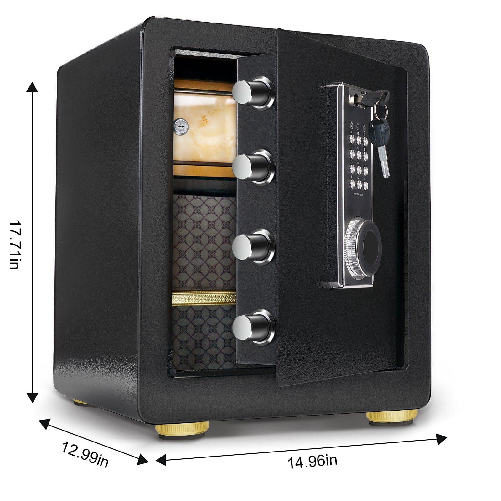 Comfort Living Spaces 2 Cub Safe Box, 3 opening methods  Safe for Money Valuables This safe contains a memory chip, and the password will not be lost, Black