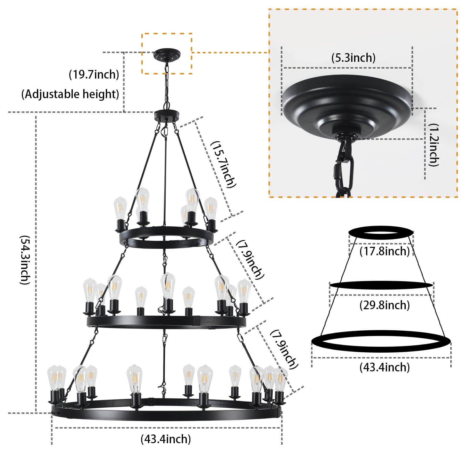 Comfort Living Spaces 27 Light Metal Ring Chandelier